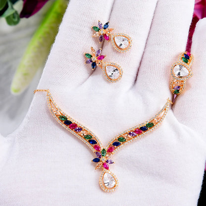 Shiny Bridal Necklace Bracelet Earrings Ring Jewelry set