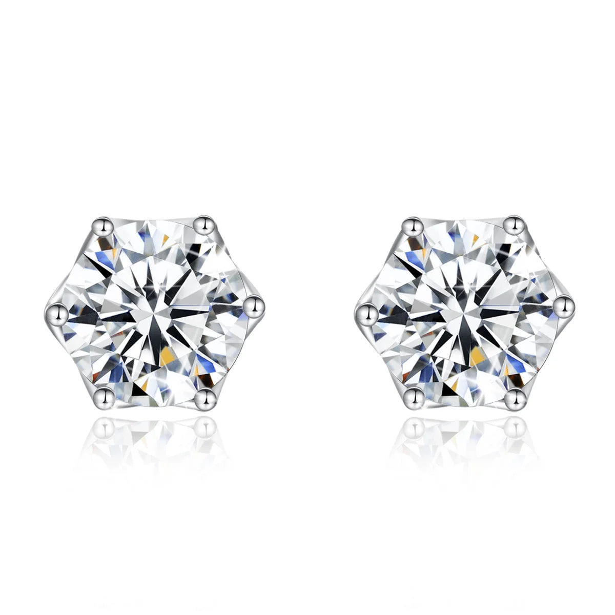Moissanite Earrings Studs 925 Sterling Silver Classic 6 Prongs
