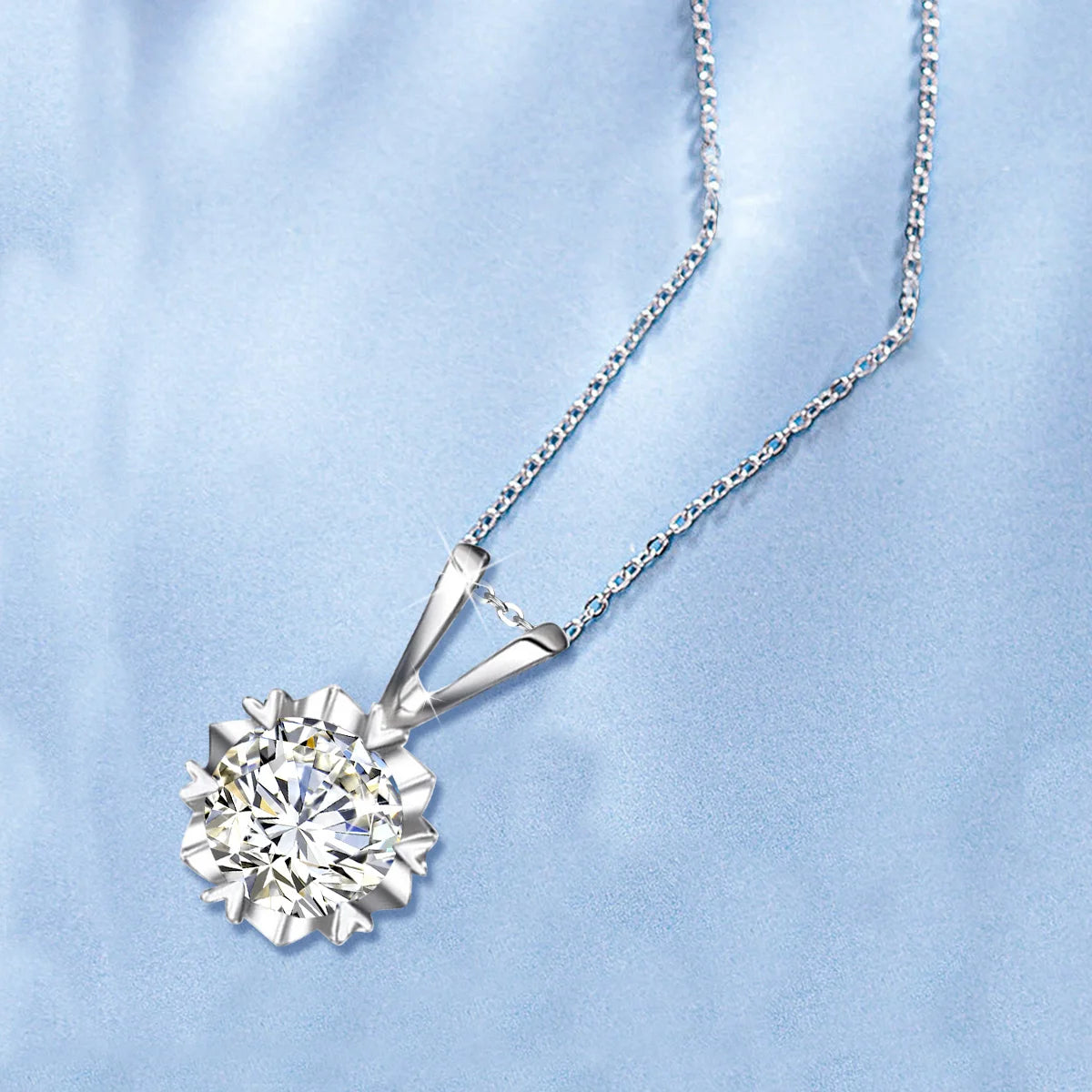 Moissanite Necklace For Women Test Positive 100% 925 Sterling Silver 1ct 2ct 3ct