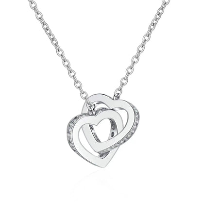 0.48ct Moissanite Heart to Heart Necklace