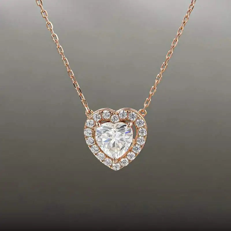 1 Carat Heart Moissanite Diamond Pendant Necklace