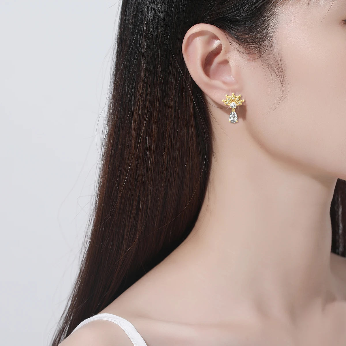Moissanite Diamond Earrings Studs Solid Silver 925 Gold Plated Jewelry