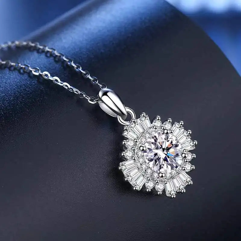 1 Carat Sunflower Moissanite Necklace