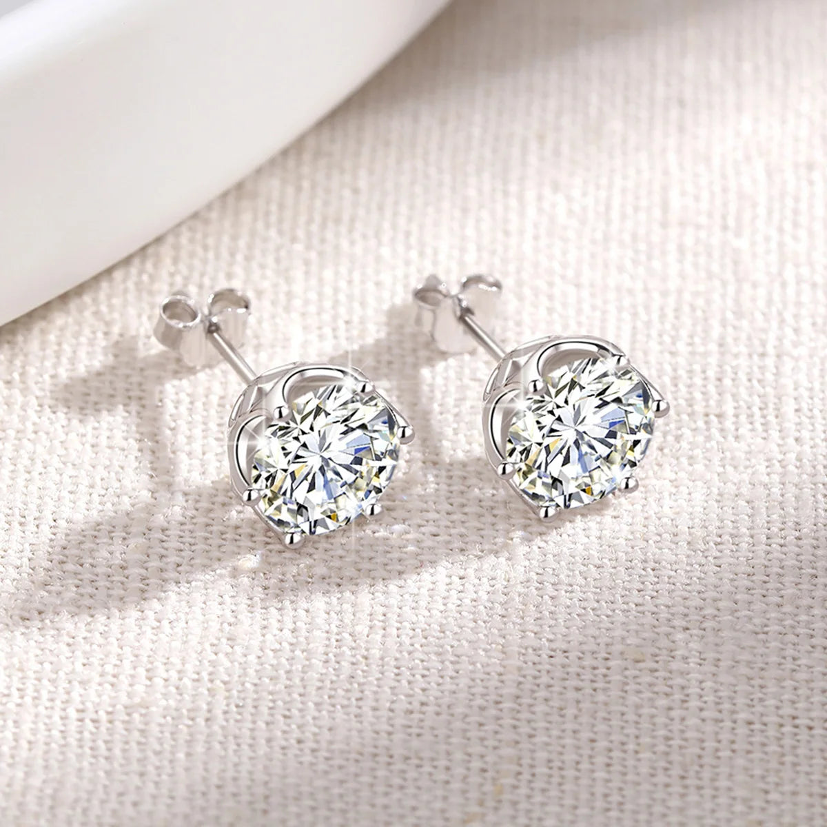 Moissanite Earrings Studs 925 Sterling Silver Classic 6 Prongs