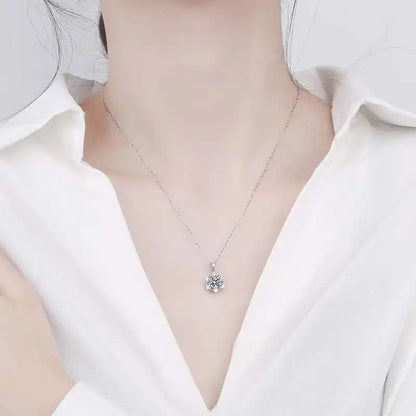 1 Carat Moissanite Snowflake Pendant Necklace