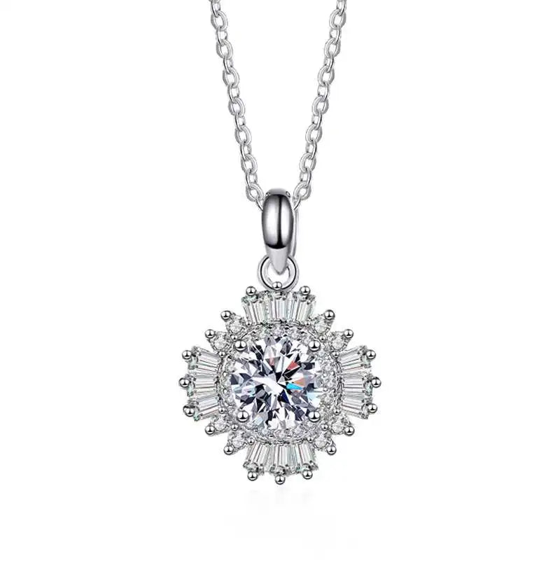 1 Carat Sunflower Moissanite Necklace