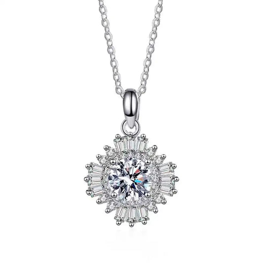 1 Carat Sunflower Moissanite Necklace