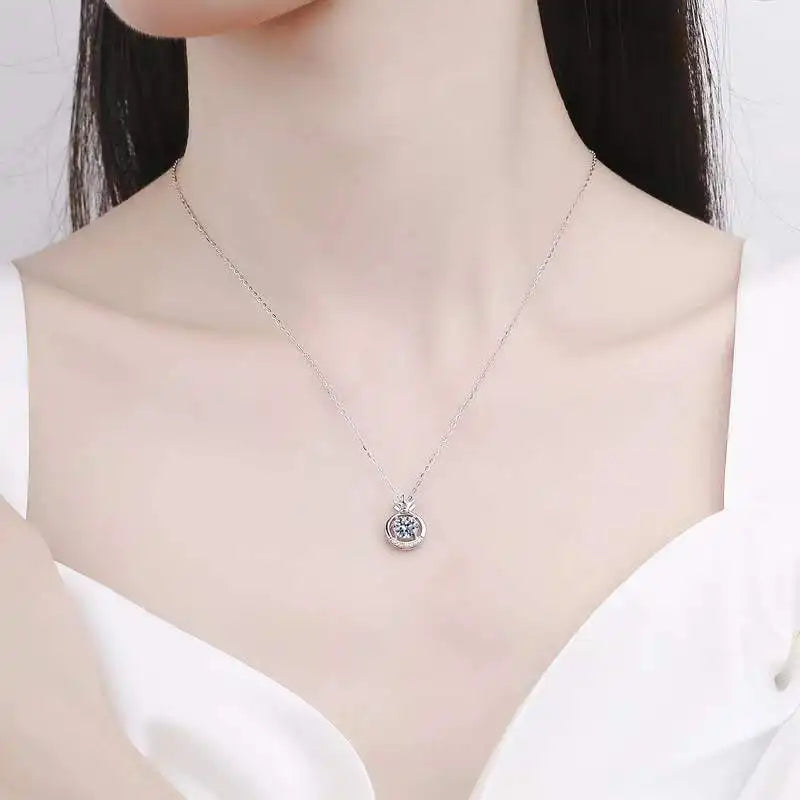 1 Carat Crown Moissanite Necklace