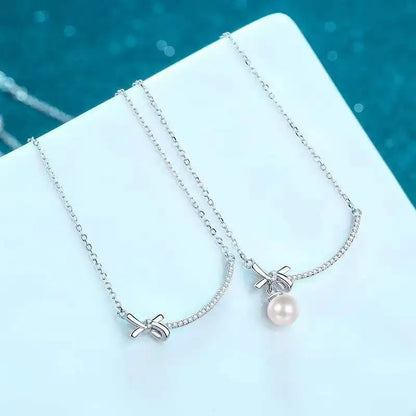 Natural Freshwater Pearl Moissanite Pendant Necklace