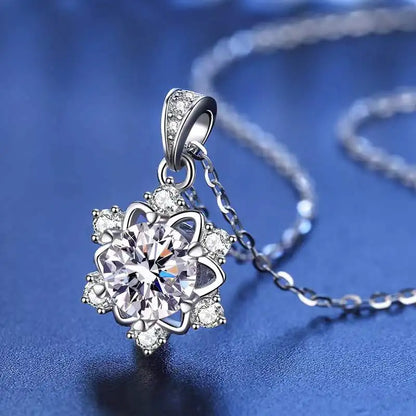 1 Carat Moissanite Snowflake Pendant Necklace