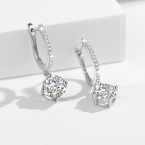 Long Drop Earrings For Women 100% 925 Sterling Silver 1.2 Carat
