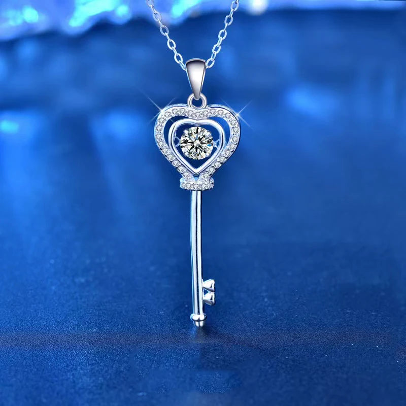 0.5ct Moissanite Key Pendant Necklace