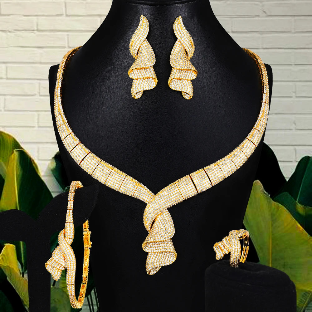 Cubic Zirconia Dubai Bridal Party Jewelry Set