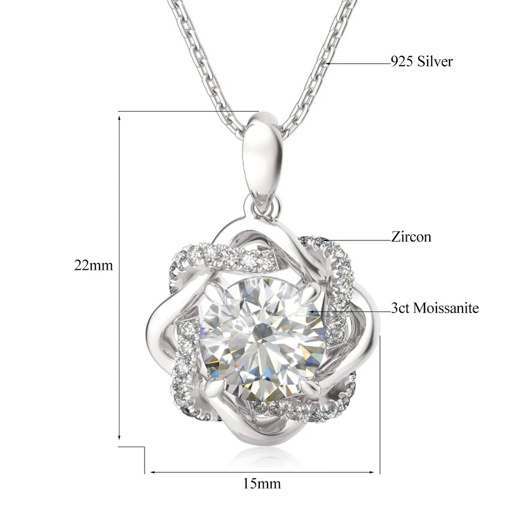 3ct Moissanite Necklace Pendant For Women Certified Silver 925 Jewelry 2025 Trending