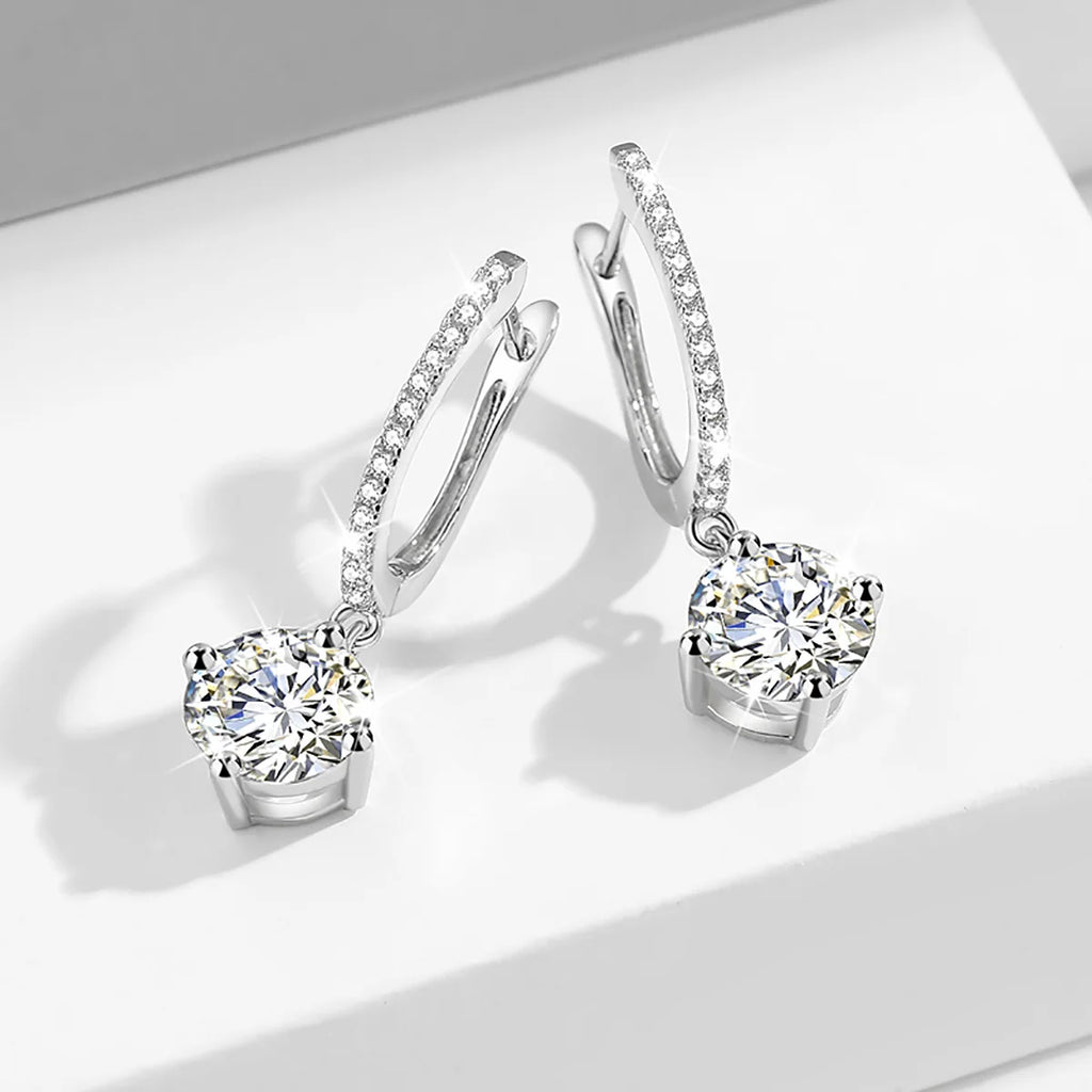 Long Drop Earrings For Women 100% 925 Sterling Silver 1.2 Carat