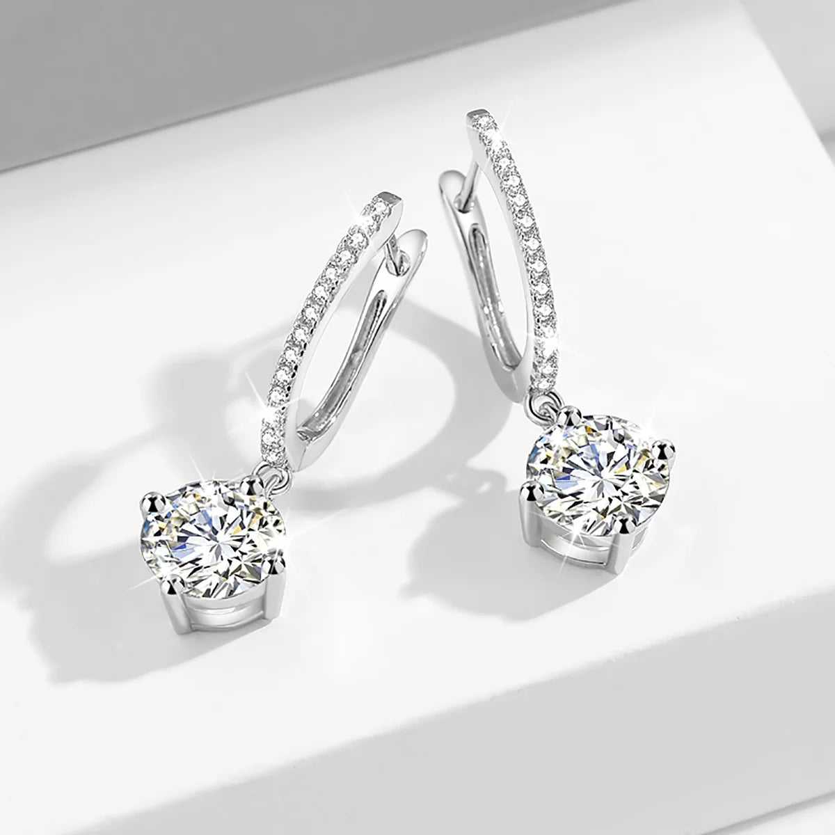 Long Drop Earrings For Women 100% 925 Sterling Silver 1.2 Carat