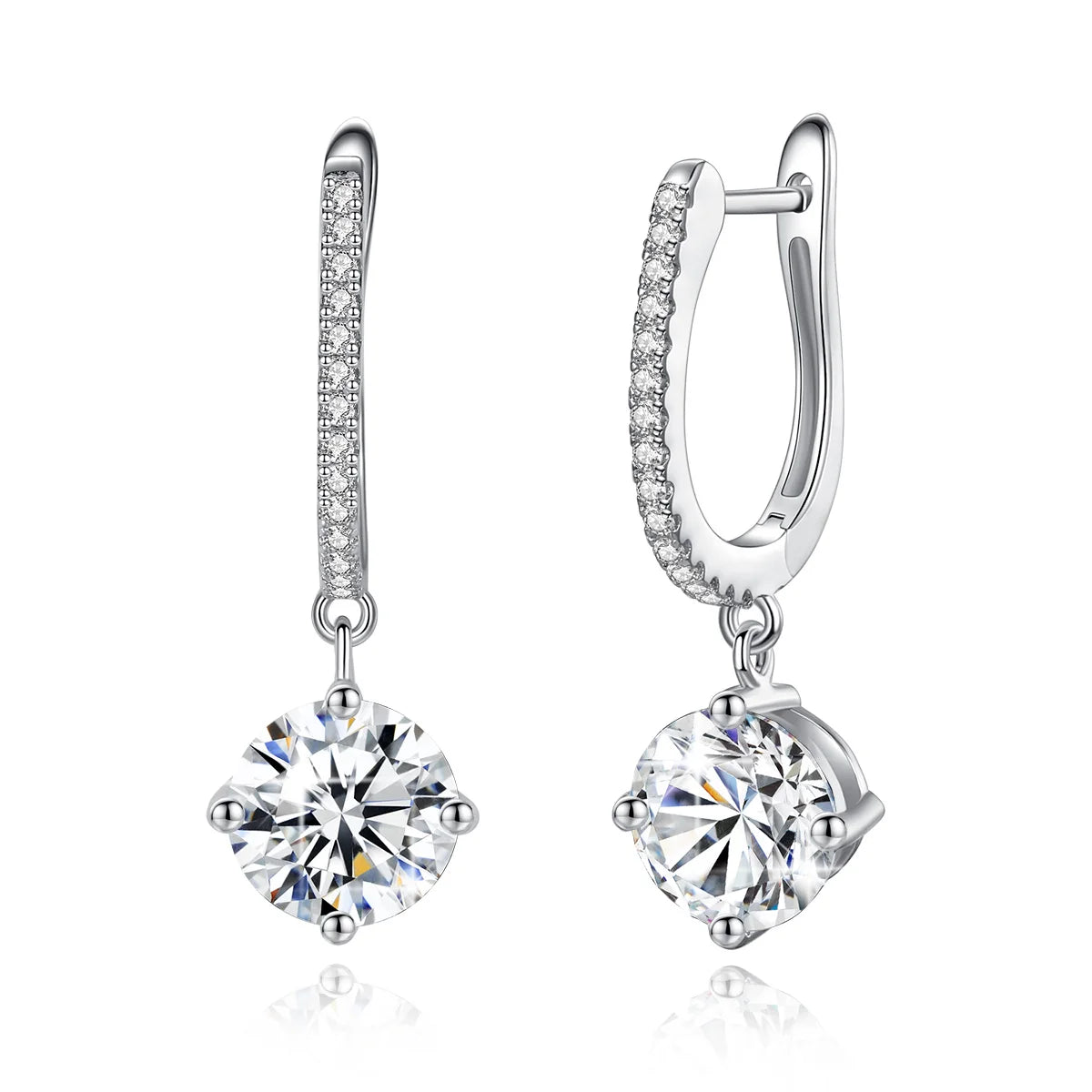 Long Drop Earrings For Women 100% 925 Sterling Silver 1.2 Carat
