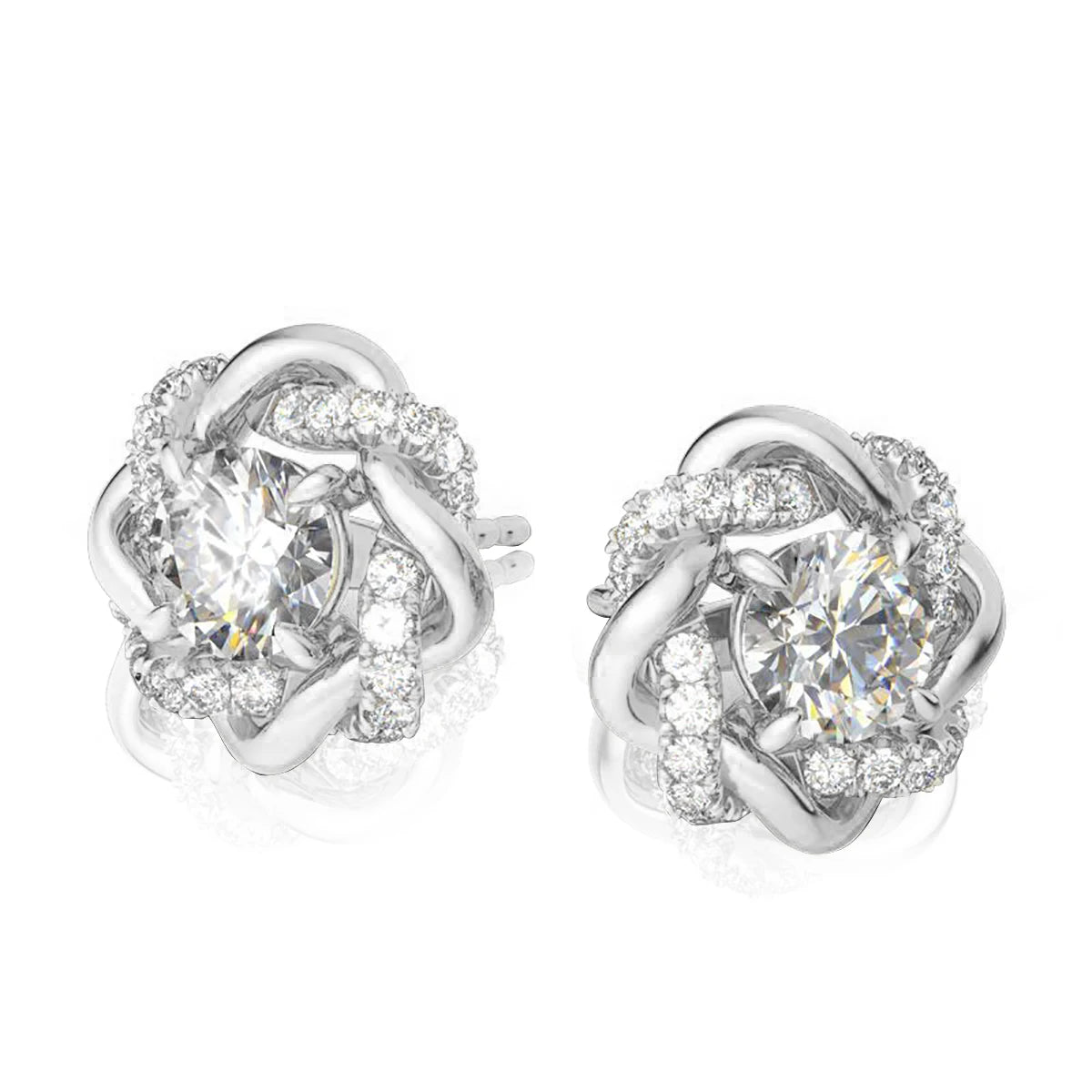 Moissanite Earrings Studs Pure 925 Silver Certificated 2 Carat 6.5mm