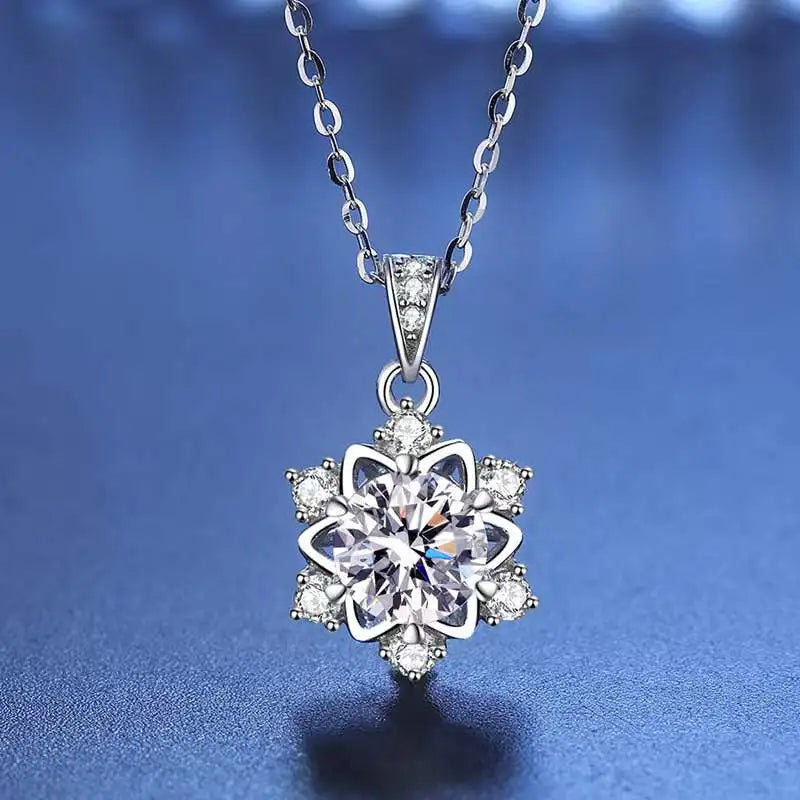 1 Carat Moissanite Snowflake Pendant Necklace