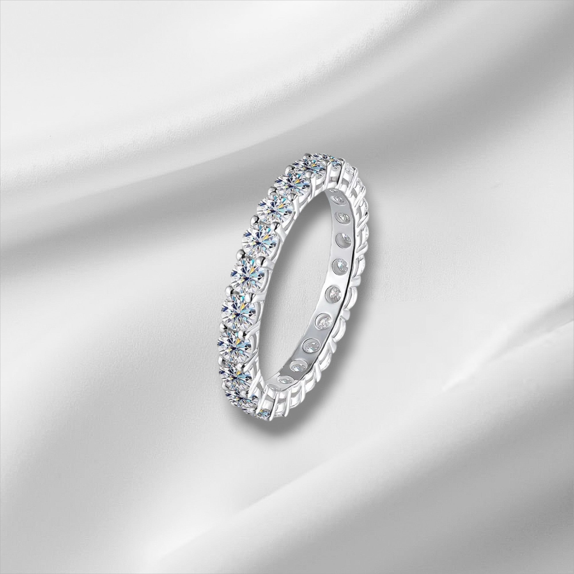 Moissanite Eternity Band - 5mm S925 Sterling Silver 7ct D VVS1