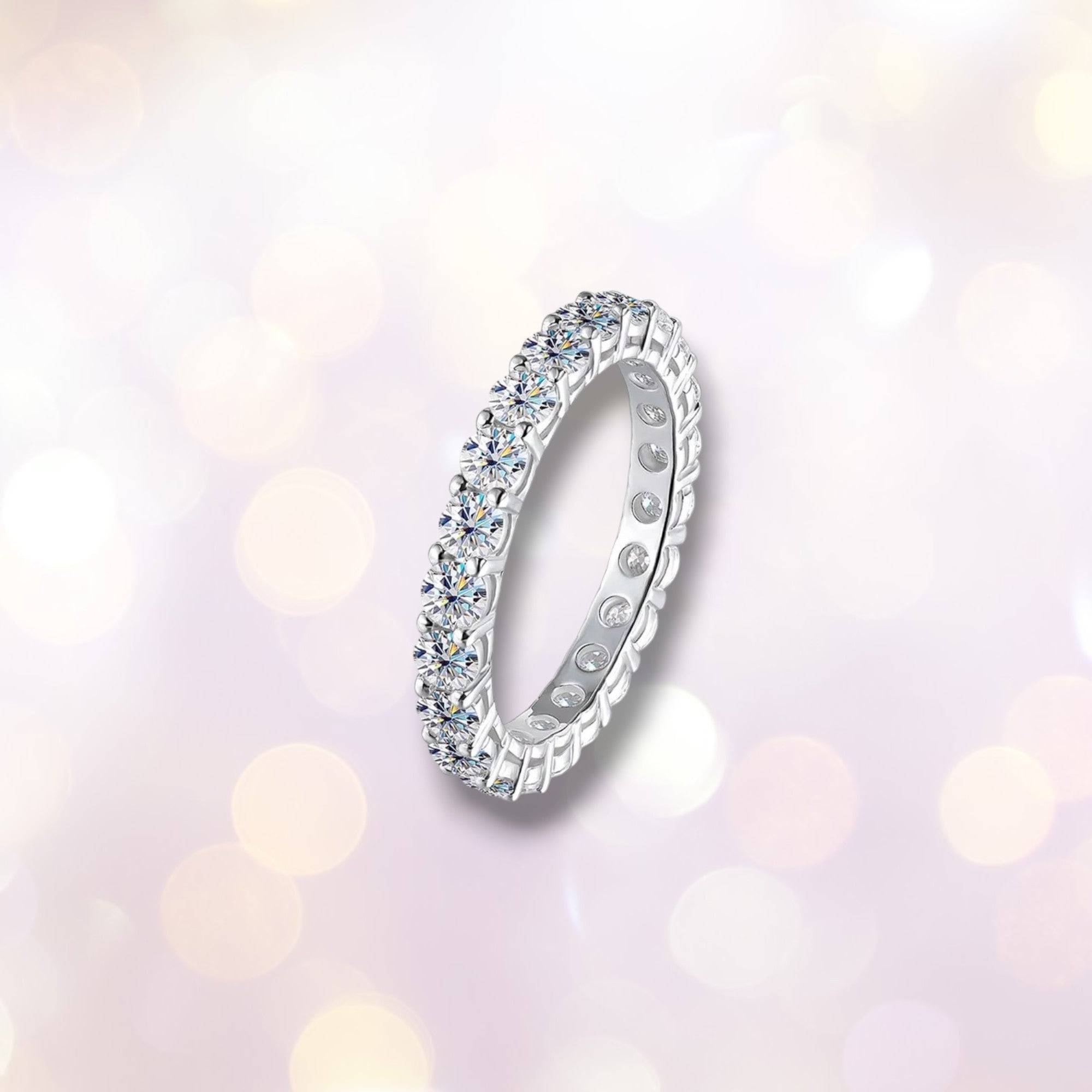 Moissanite Eternity Band - 5mm S925 Sterling Silver 7ct D VVS1