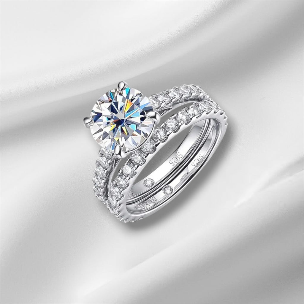 D VVS1 Moissanite Bridal Set - S925 Sterling Silver 4.2ct