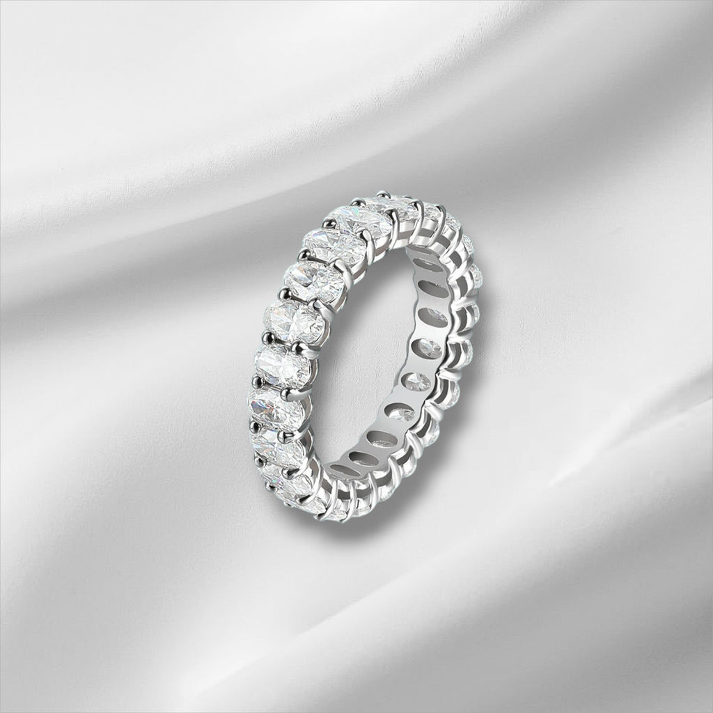 Oval Moissanite Eternity Band - D VVS1 S925 Silver 3x5mm