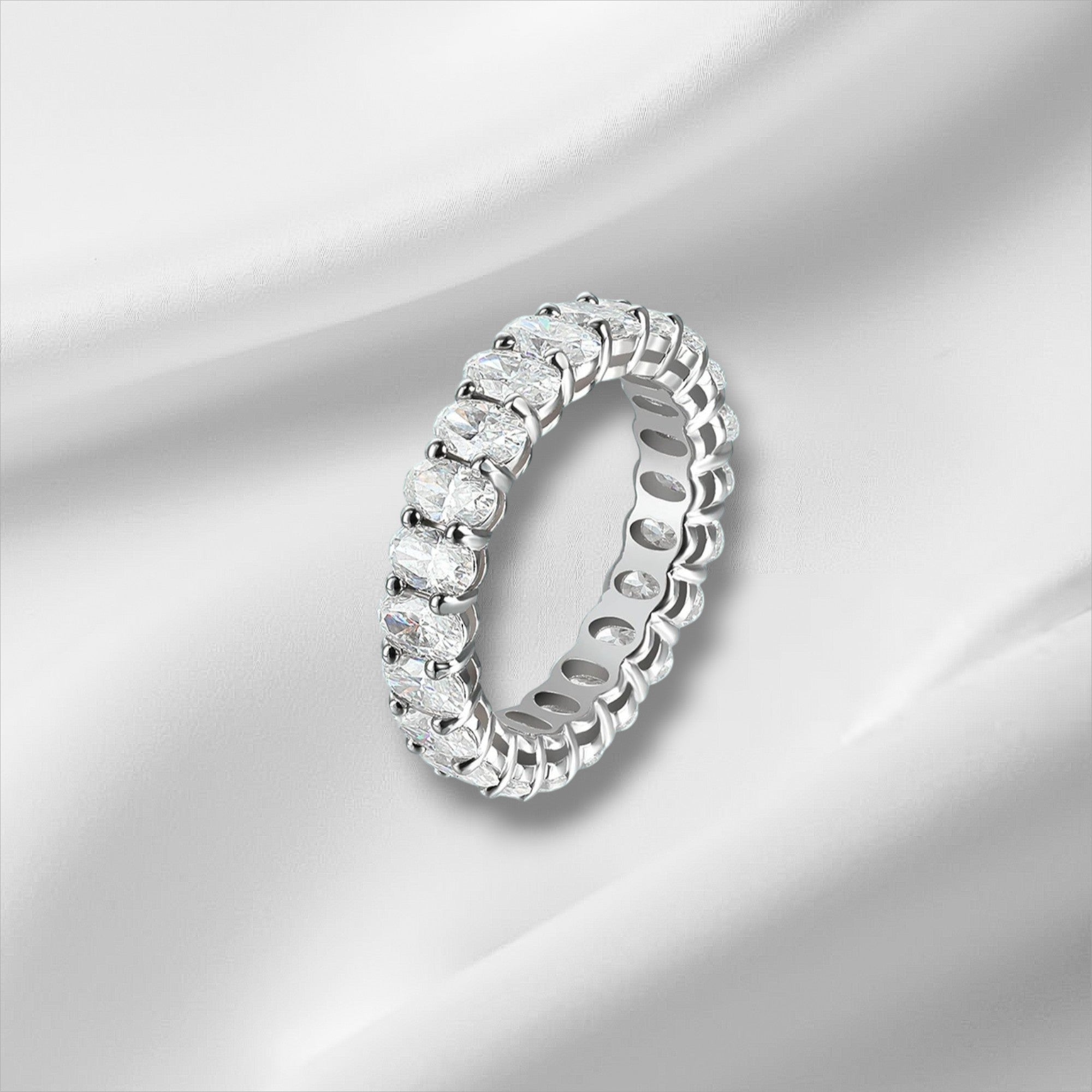 Oval Moissanite Eternity Band - D VVS1 S925 Silver 3x5mm