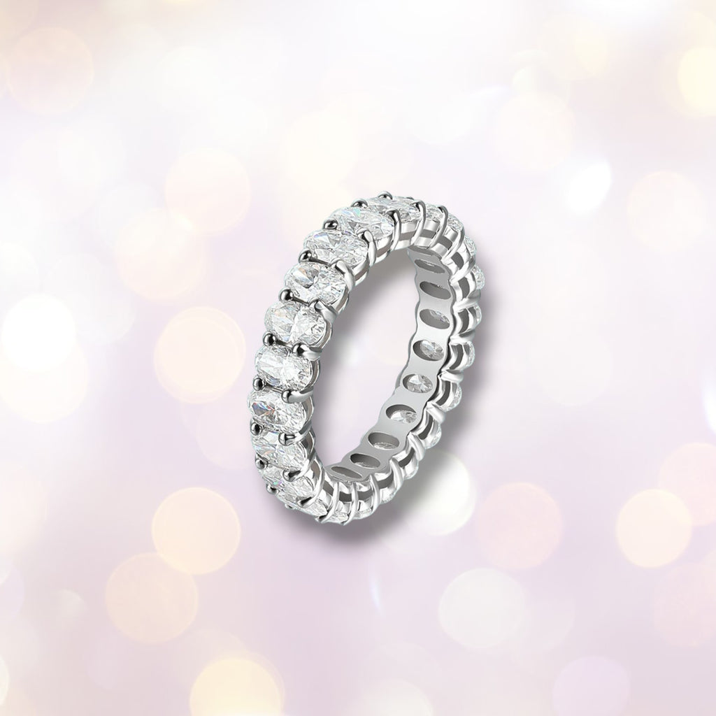 Oval Moissanite Eternity Band - D VVS1 S925 Silver 3x5mm