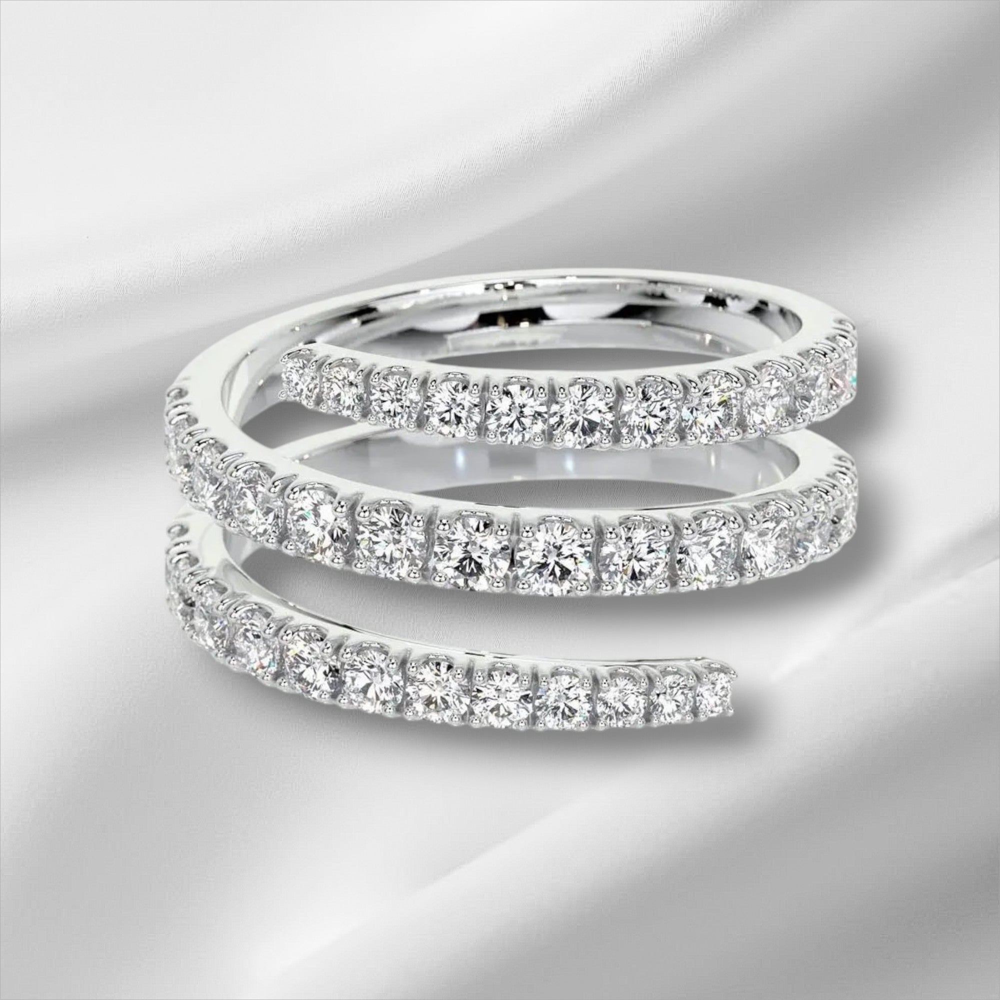 Spiral Moissanite Eternity Band - D VVS1 S925 Sterling Silver