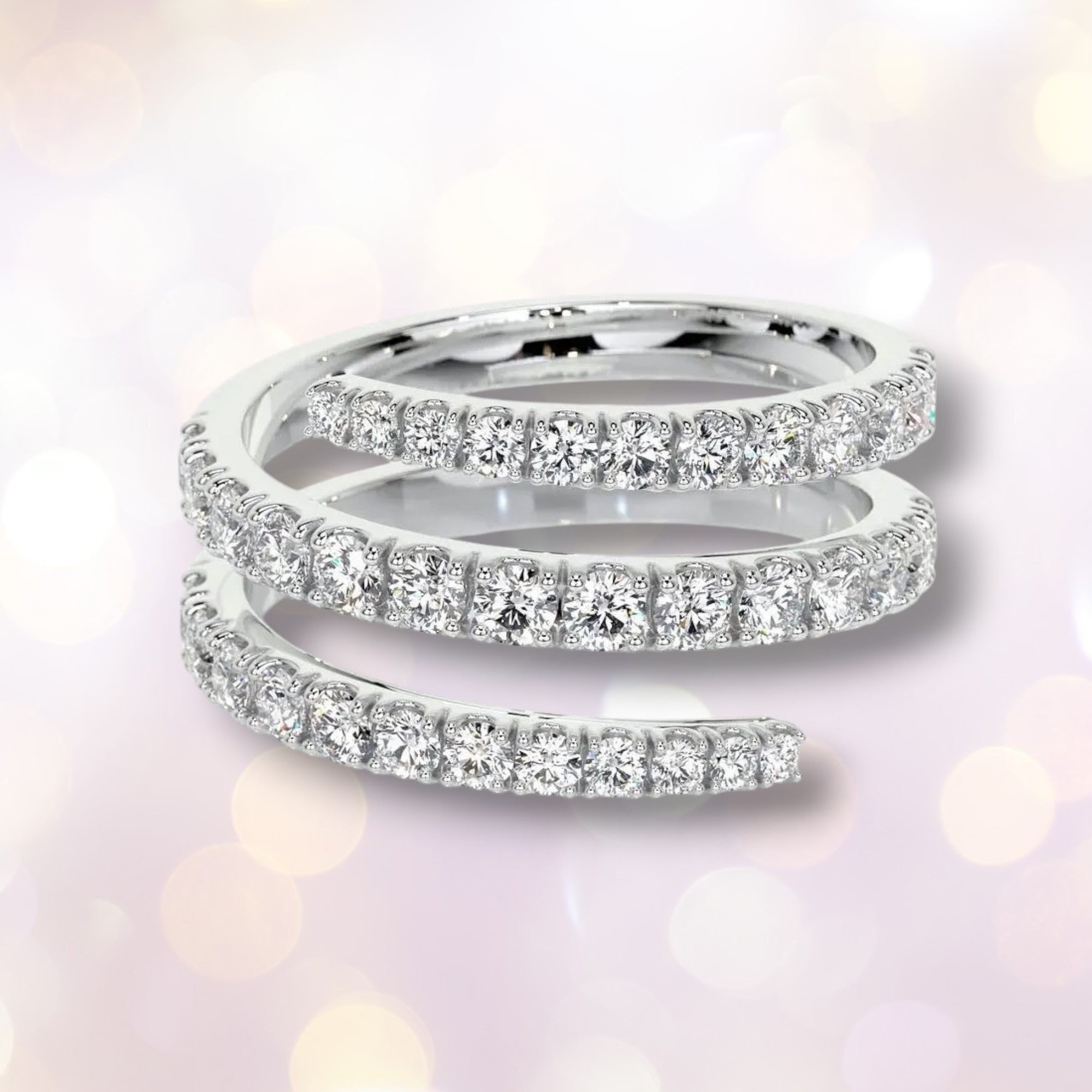 Spiral Moissanite Eternity Band - D VVS1 S925 Sterling Silver