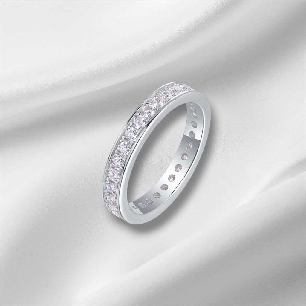 Full Eternity Moissanite Band - D VVS1 S925 Silver 2mm