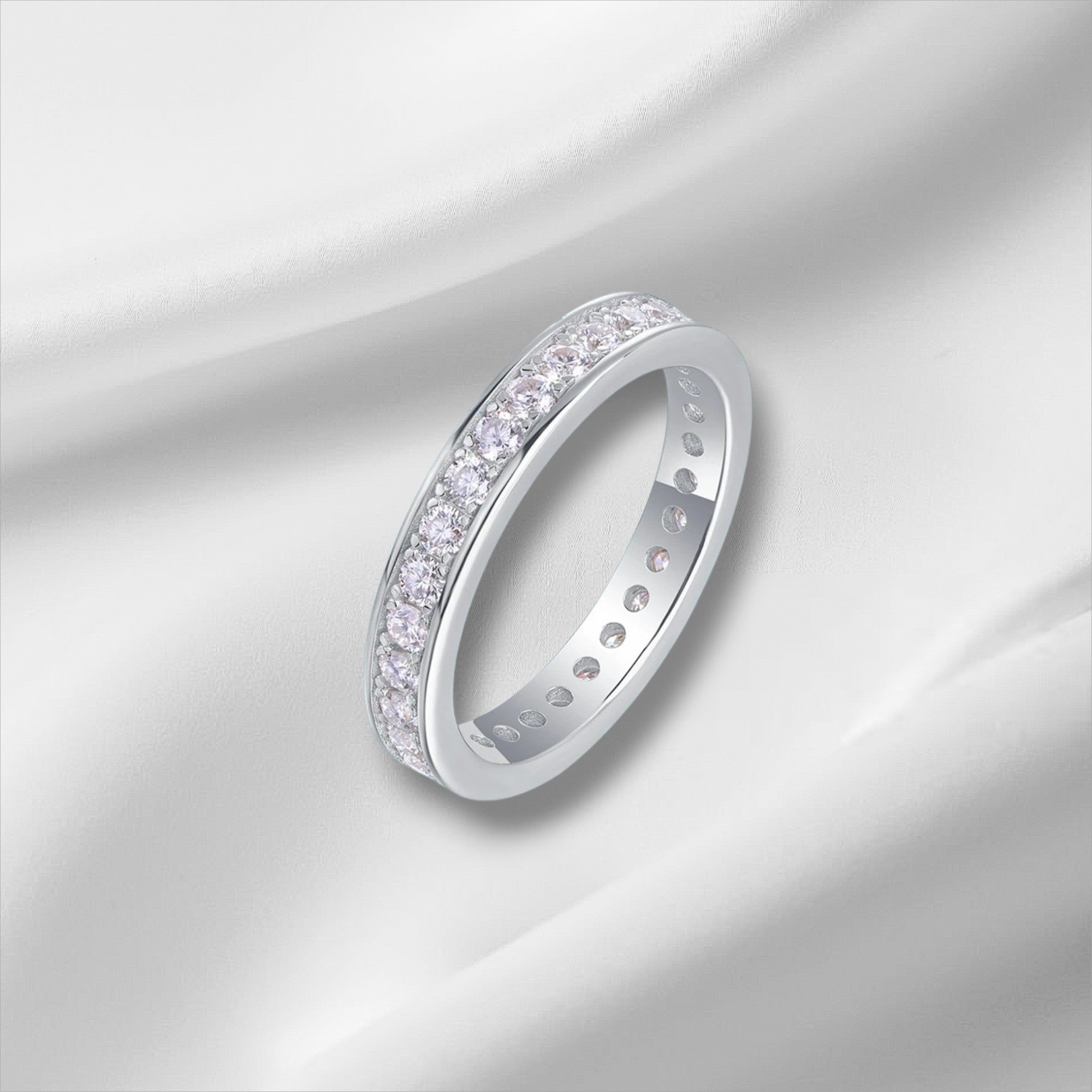 Full Eternity Moissanite Band - D VVS1 S925 Silver 2mm