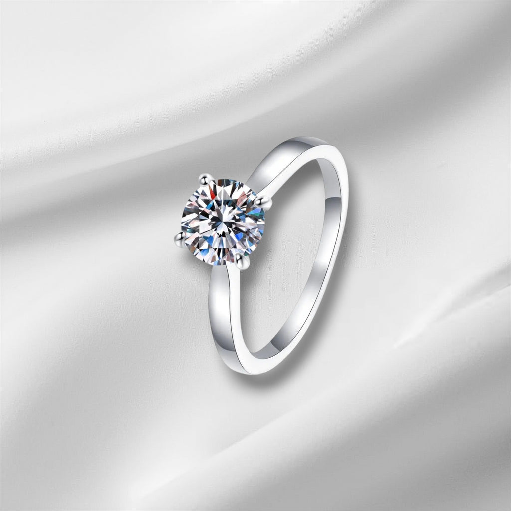D VVS1 Moissanite Solitaire Ring - S925 Sterling Silver 0.5ct - 2ct