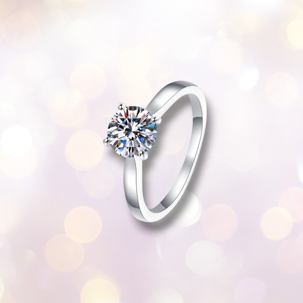 D VVS1 Moissanite Solitaire Ring - S925 Sterling Silver 0.5ct - 2ct