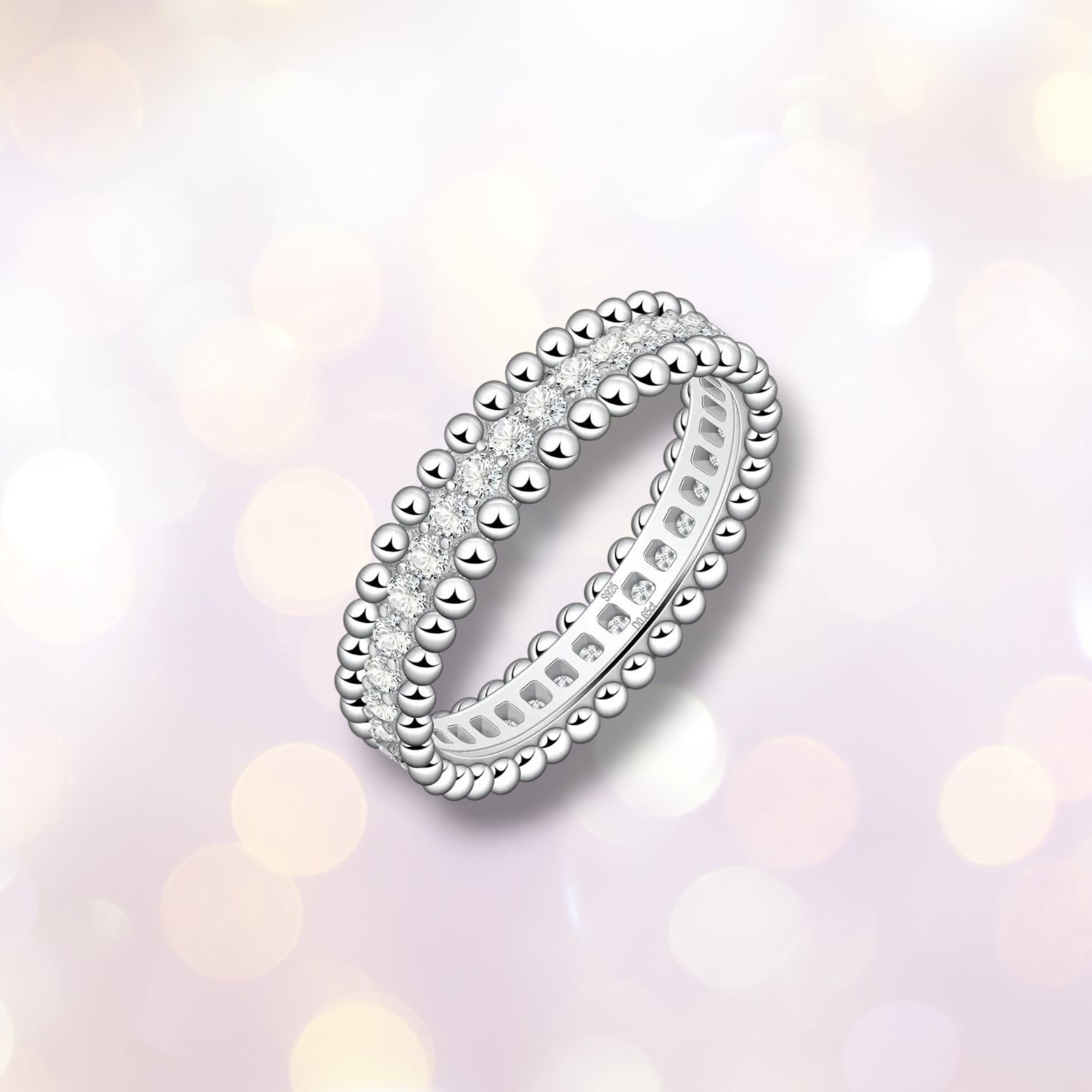 D VVS1 Moissanite Full Eternity Band - S925 Sterling Silver