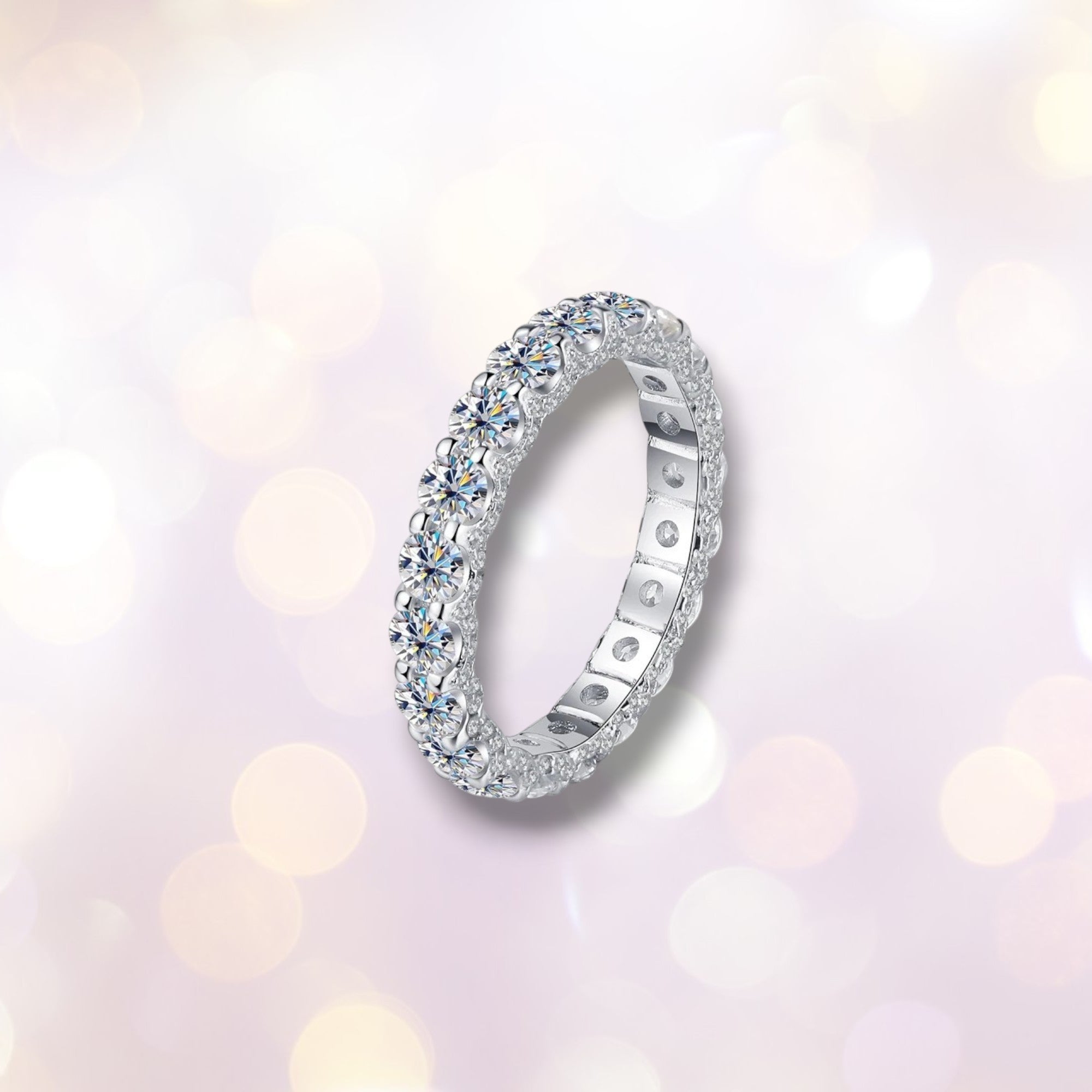 2.5ct D VVS1 Moissanite Ring - S925 Silver 18k White Gold Band