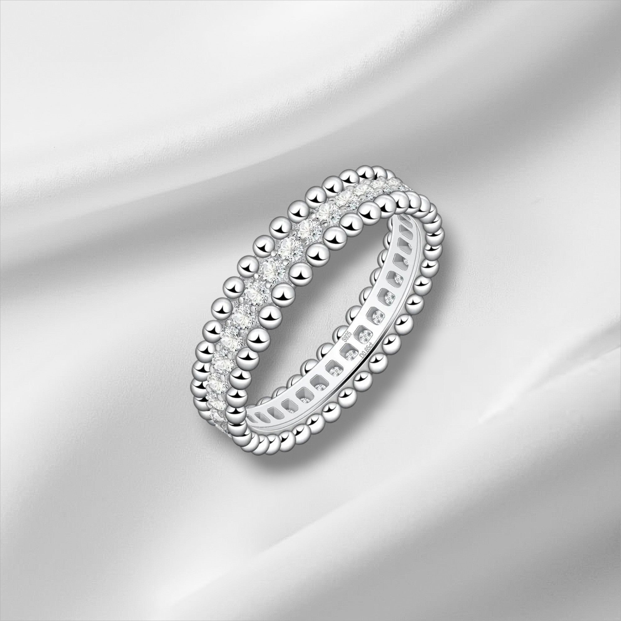 D VVS1 Moissanite Full Eternity Band - S925 Sterling Silver