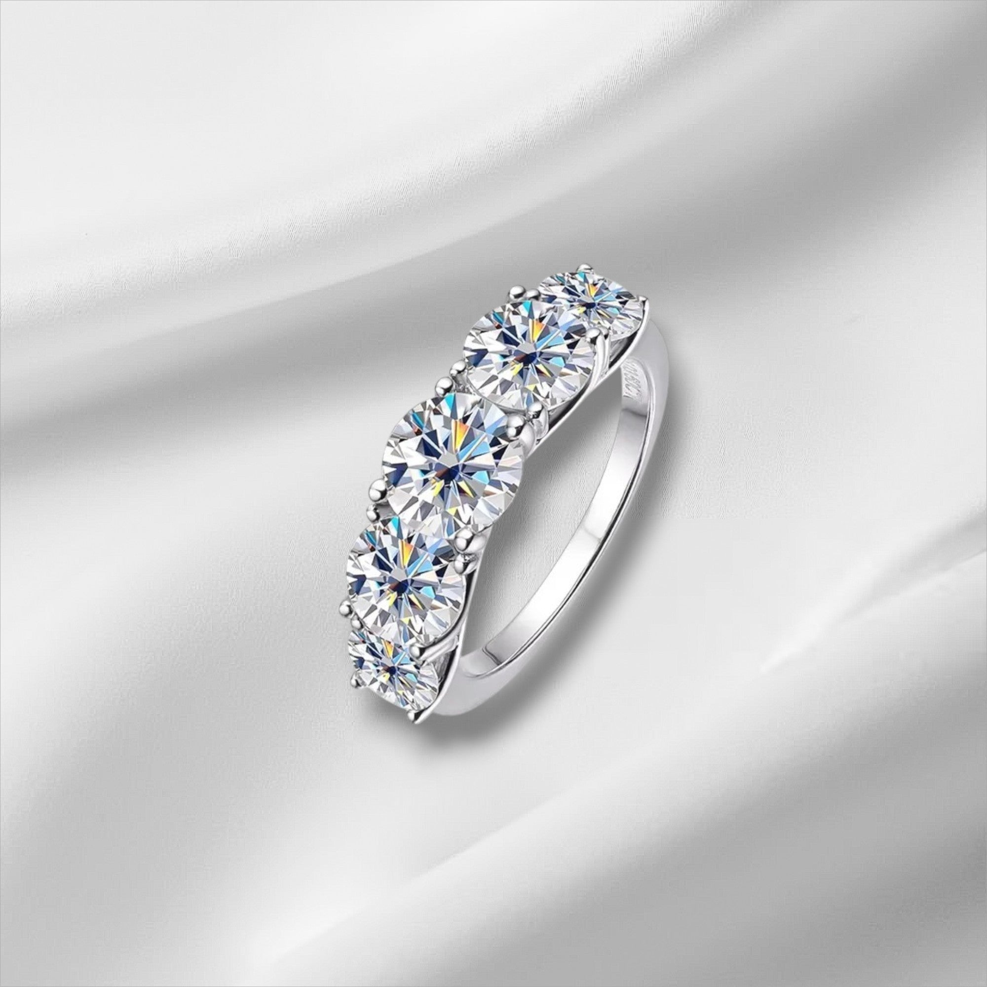 3.6ct 5-Stone Moissanite Wedding Band - D VVS1 Sterling Silver