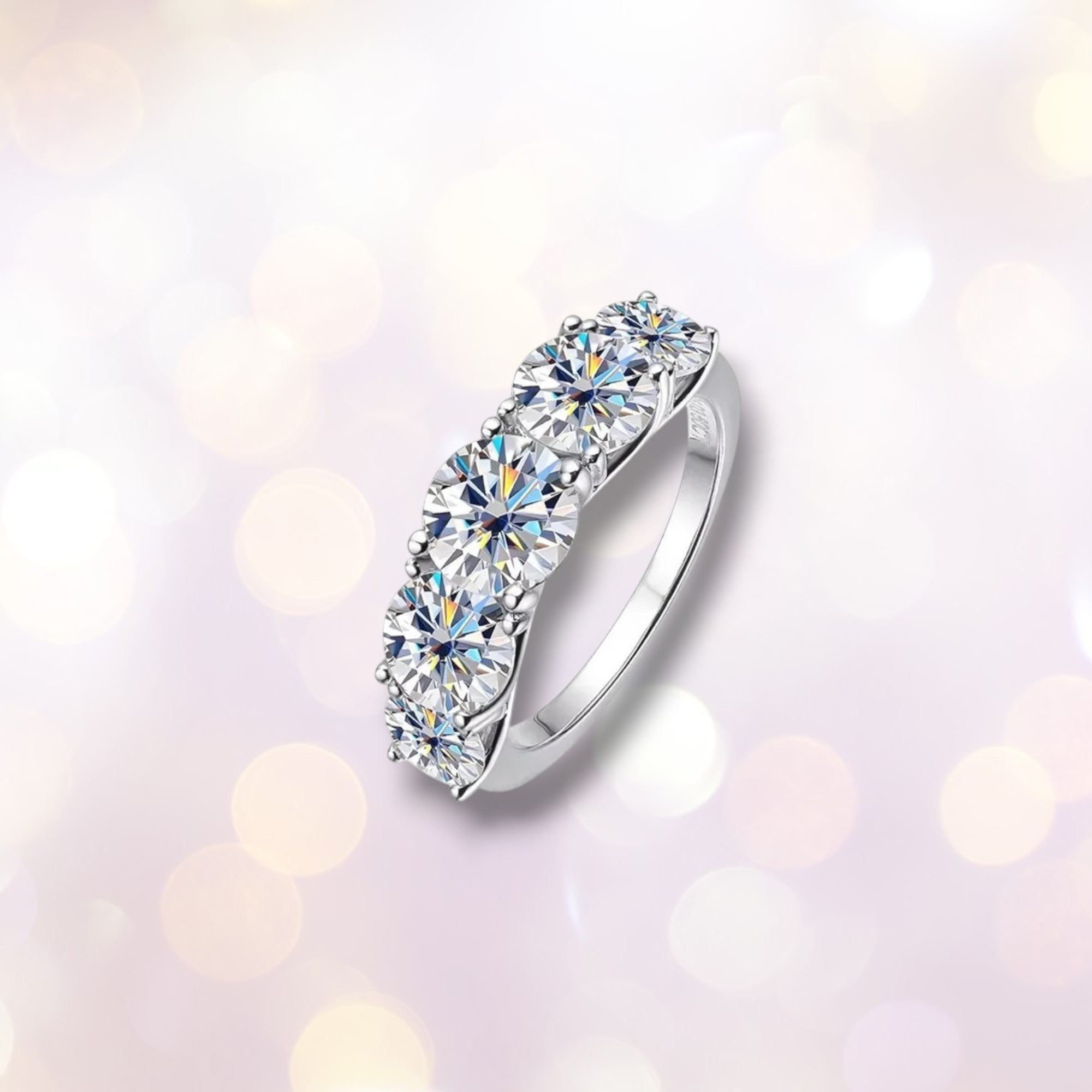 3.6ct 5-Stone Moissanite Wedding Band - D VVS1 Sterling Silver