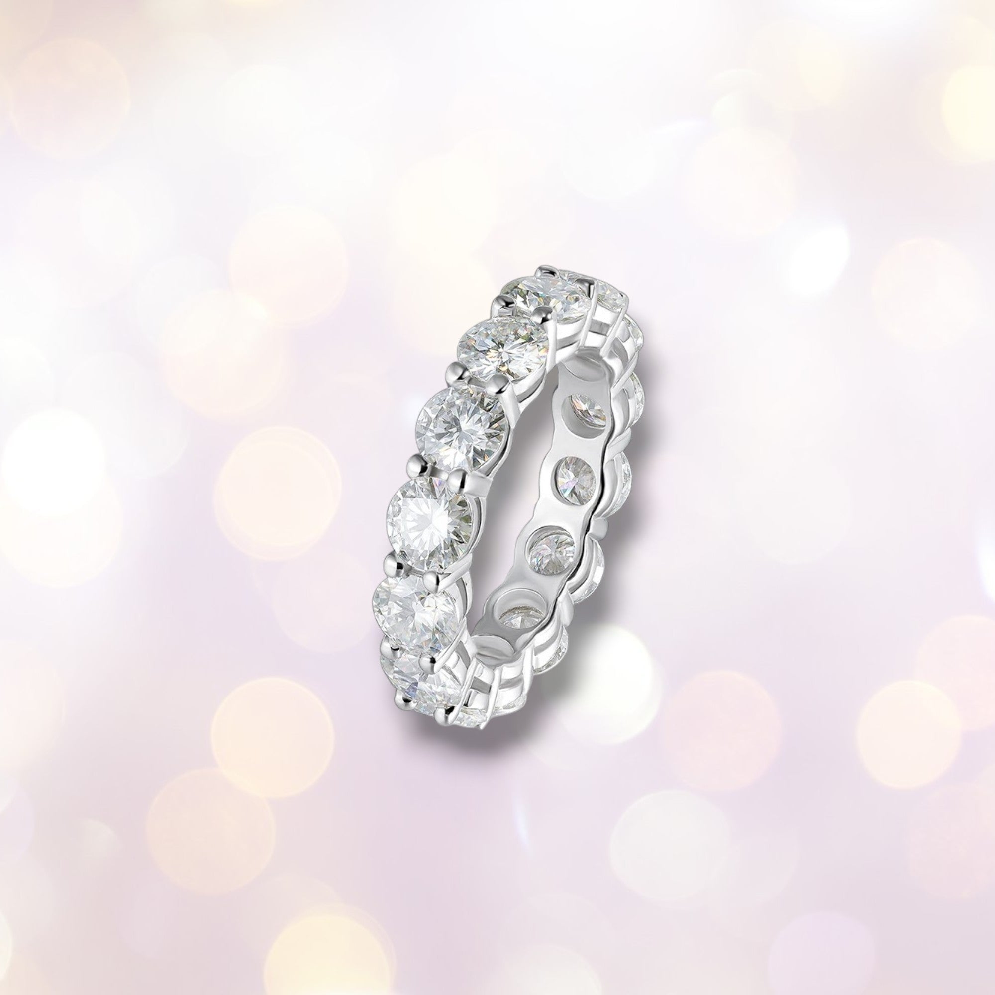 Round Moissanite Solitaire Ring - D VVS1 S925 Silver 0.5ct