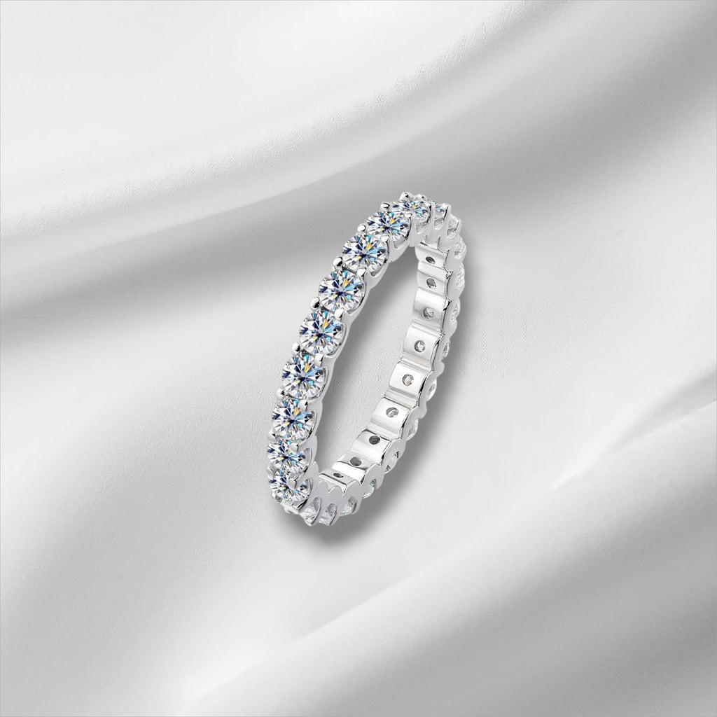 Full Moissanite Eternity Band - D VVS1 S925 Silver 2mm-3mm