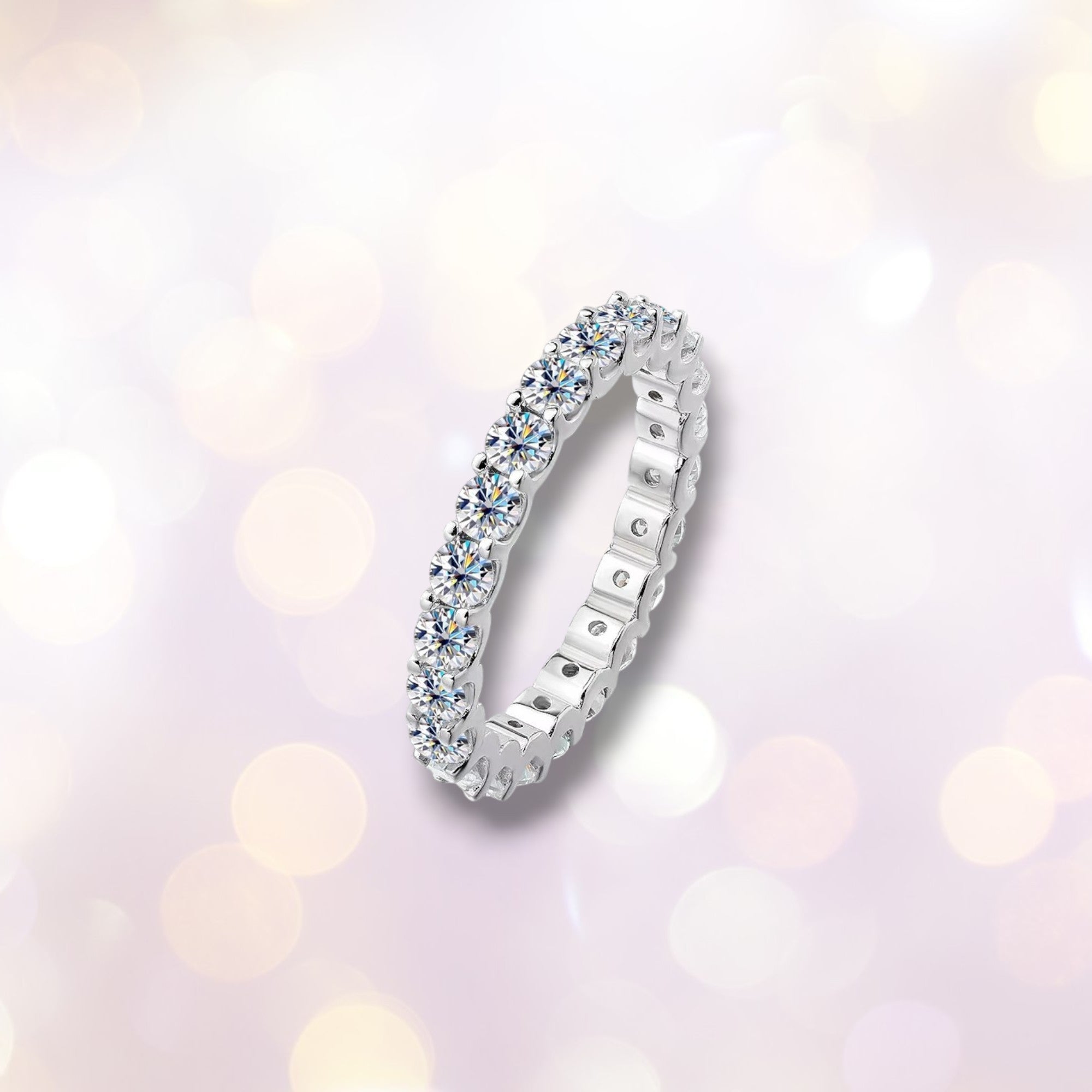 Full Moissanite Eternity Band - D VVS1 S925 Silver 2mm-3mm