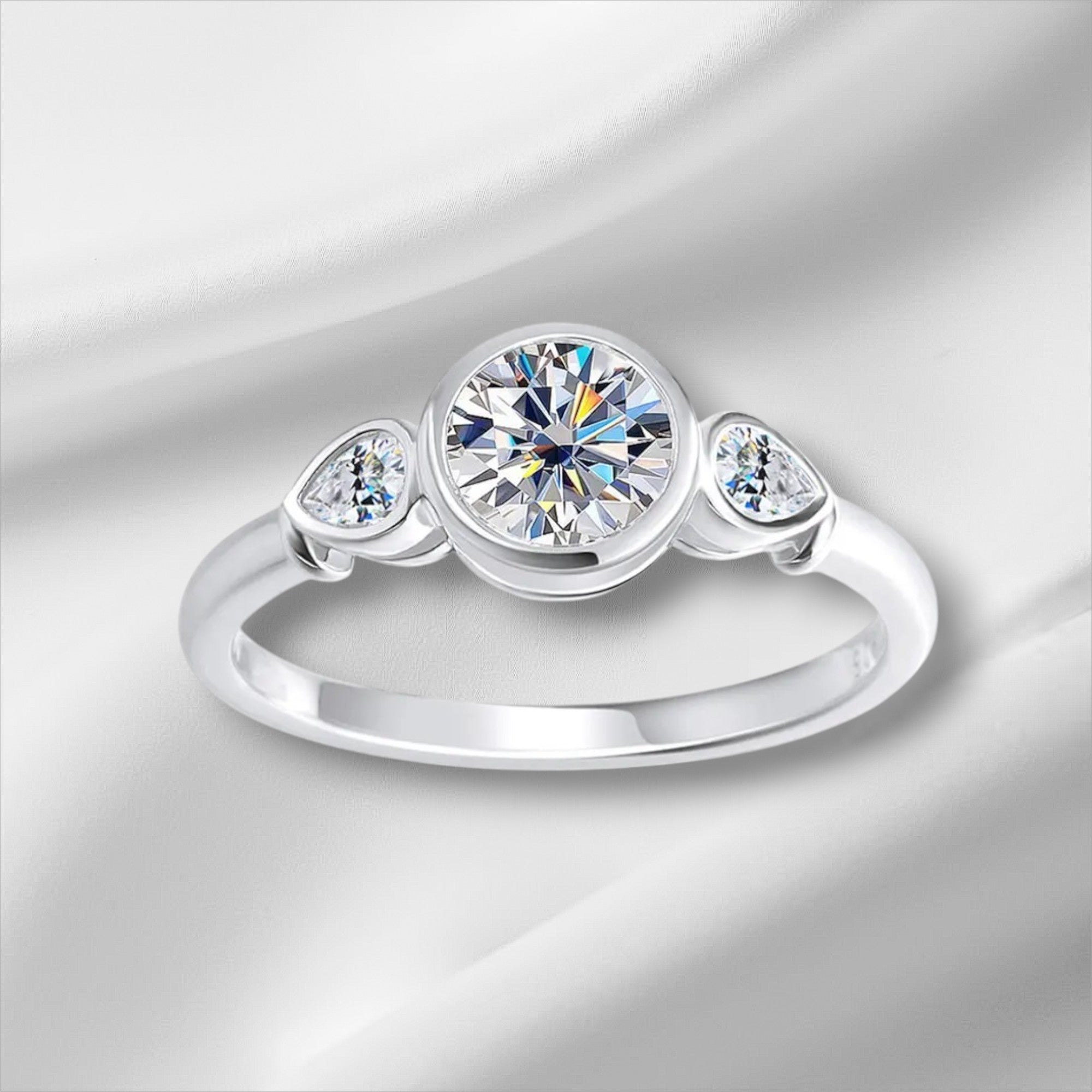 Moissanite Engagement Ring - D VVS1 S925 Silver 3-Stone