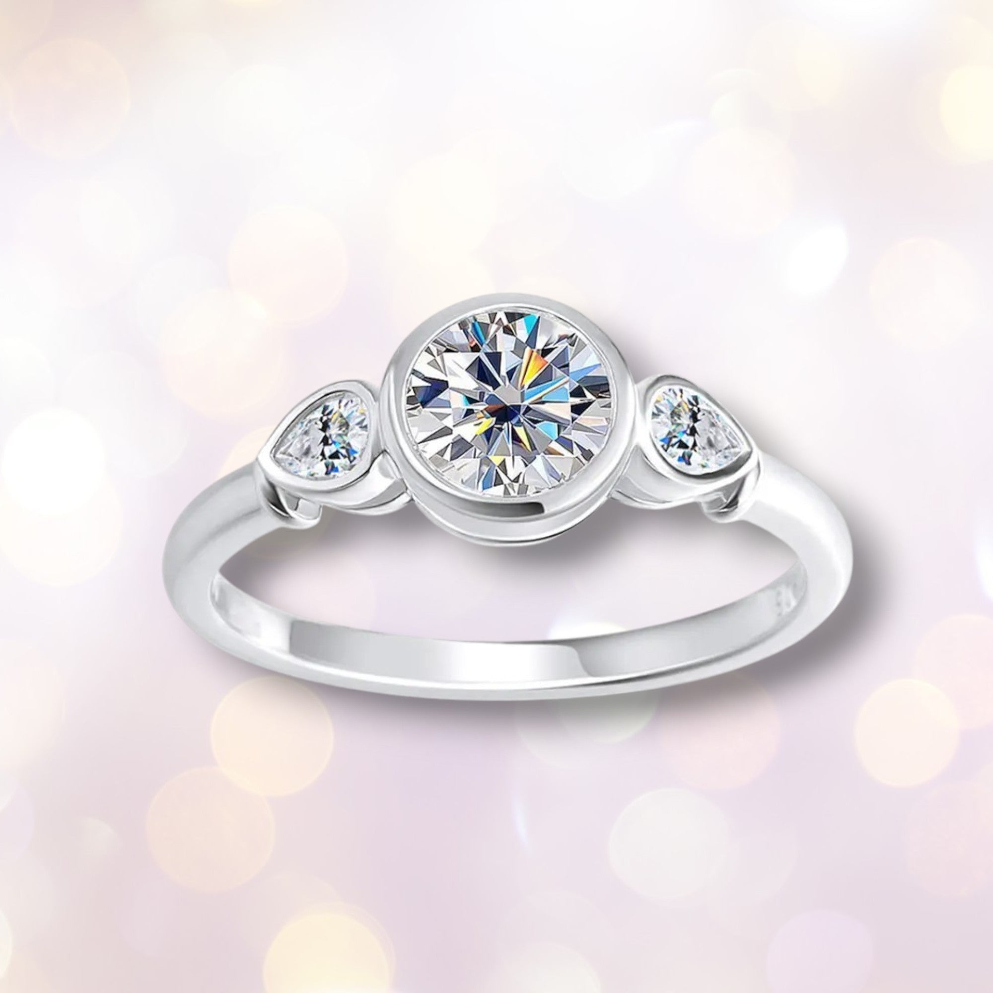 Moissanite Engagement Ring - D VVS1 S925 Silver 3-Stone