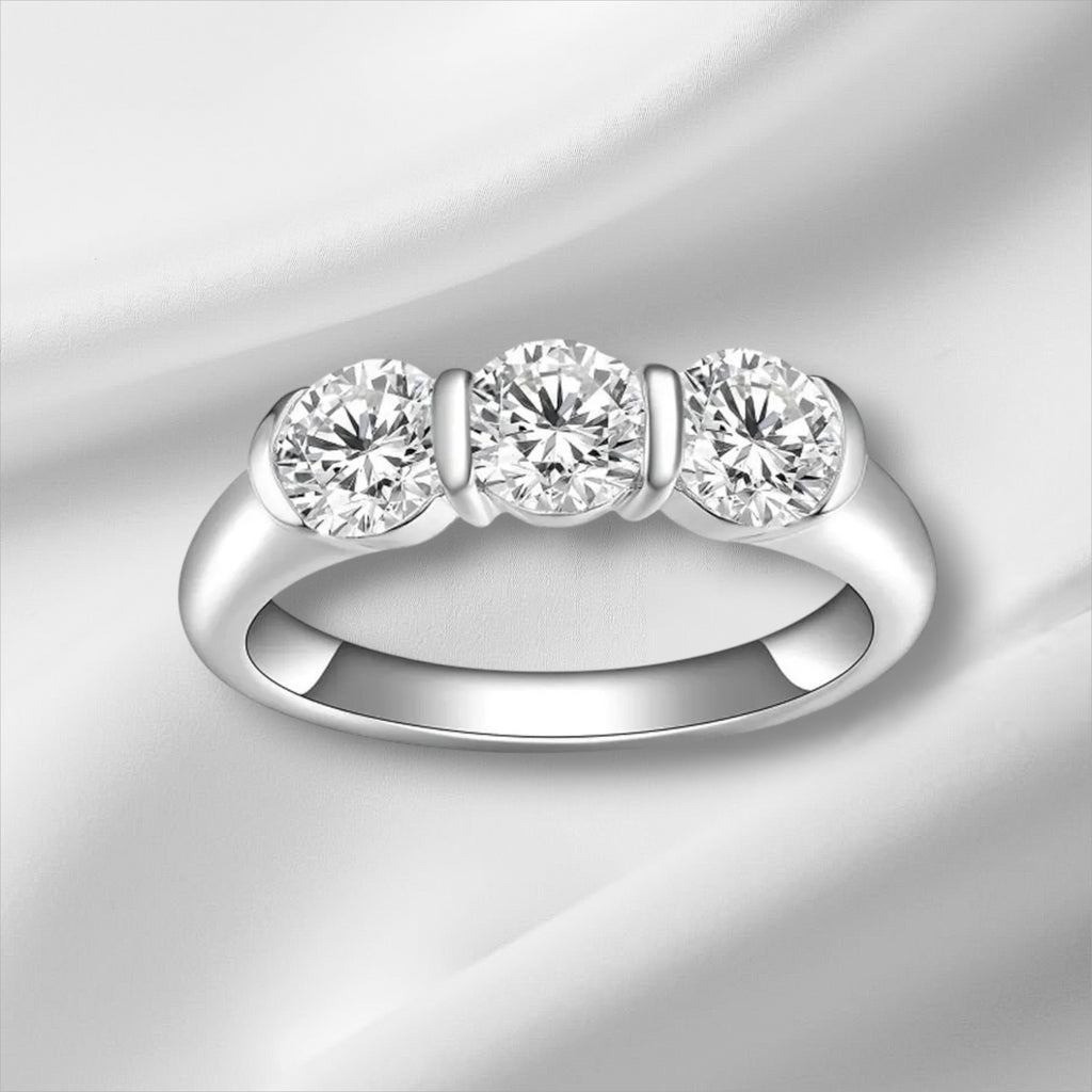 Round Moissanite Solitaire Ring - D VVS1 S925 Silver 0.5ct