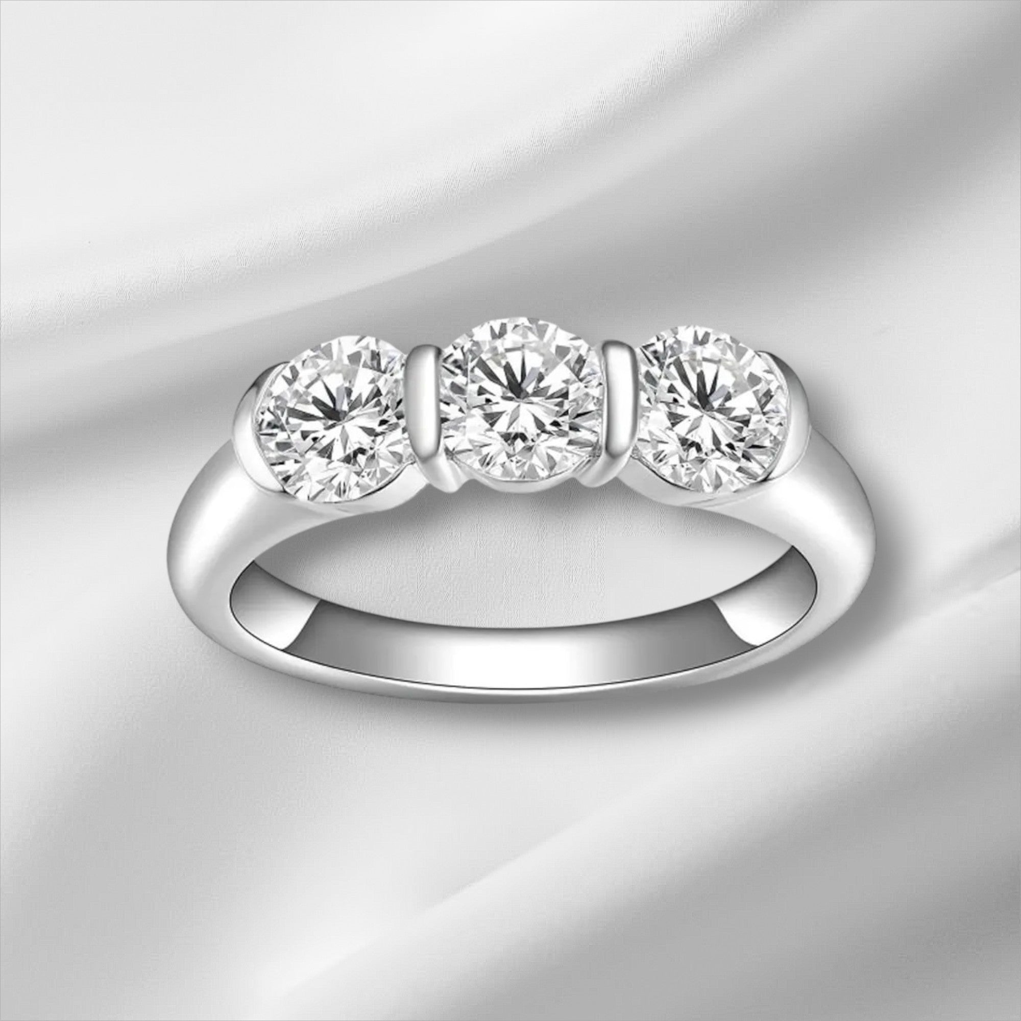 Round Moissanite Solitaire Ring - D VVS1 S925 Silver 0.5ct