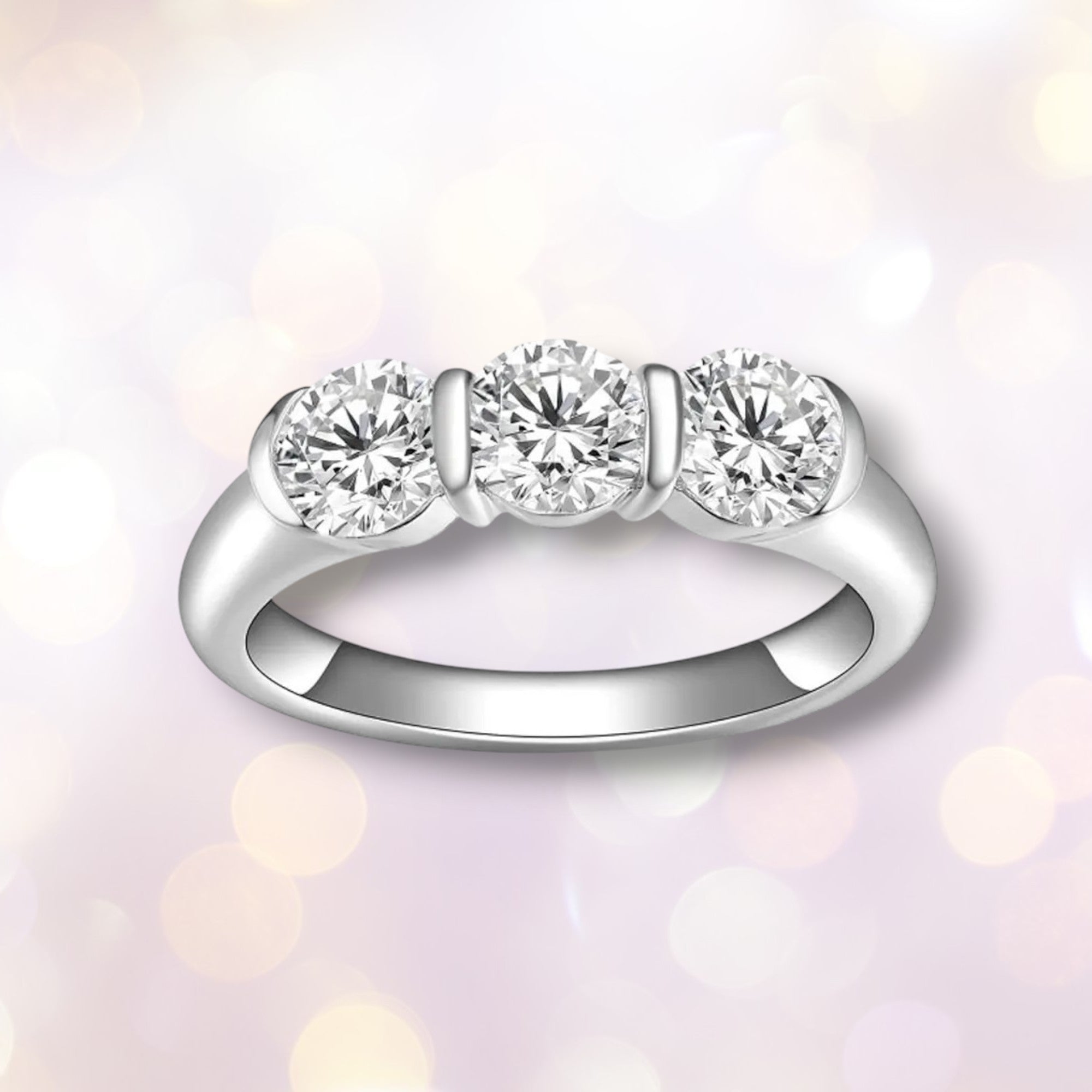 Round Moissanite Solitaire Ring - D VVS1 S925 Silver 0.5ct