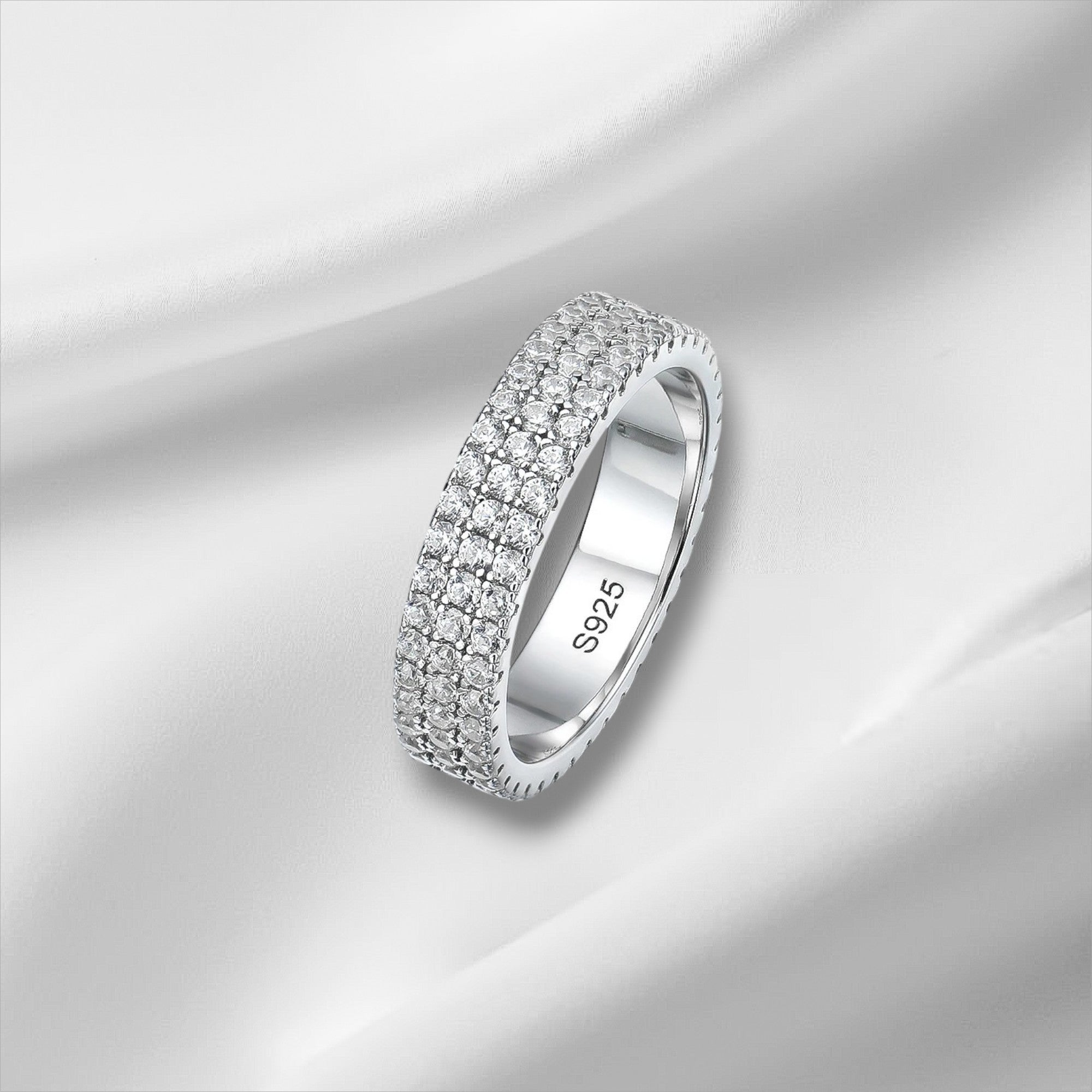 4.5mm Full Moissanite Eternity Band - D VVS1 S925 Silver