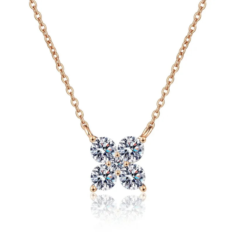Girlfriend Valentine's Day 18K Rose Gold Necklaces Women Wedding Fine Jewelry 1.26CT Moissanite Diamond Daughter Birthday Gift
